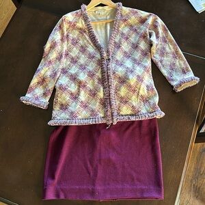 St. John Sport Sweater Blazer + Sleeveless sweater top + skirt